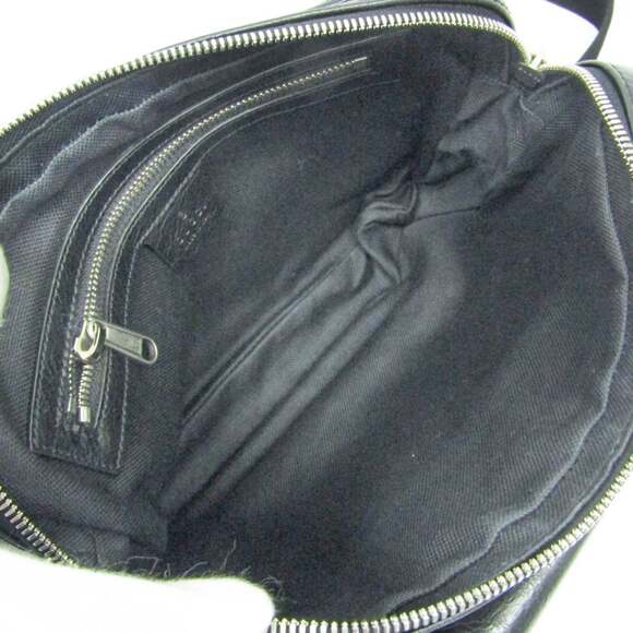 GUCCI Black Leather Messenger Shoulder Bag